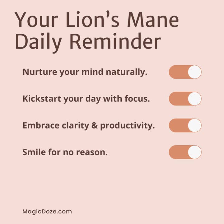 Magic Doze - Venta al por mayor Suplementos/vitaminas para beber - Cápsulas de Melena de León - Alimento para el Cerebro de Magic Doze™3