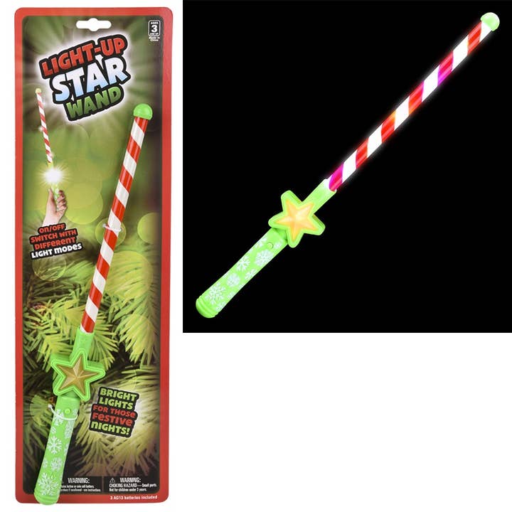 16" LIGHT-UP CHRISTMAS THEME WAND for wholesale by The Toy Network