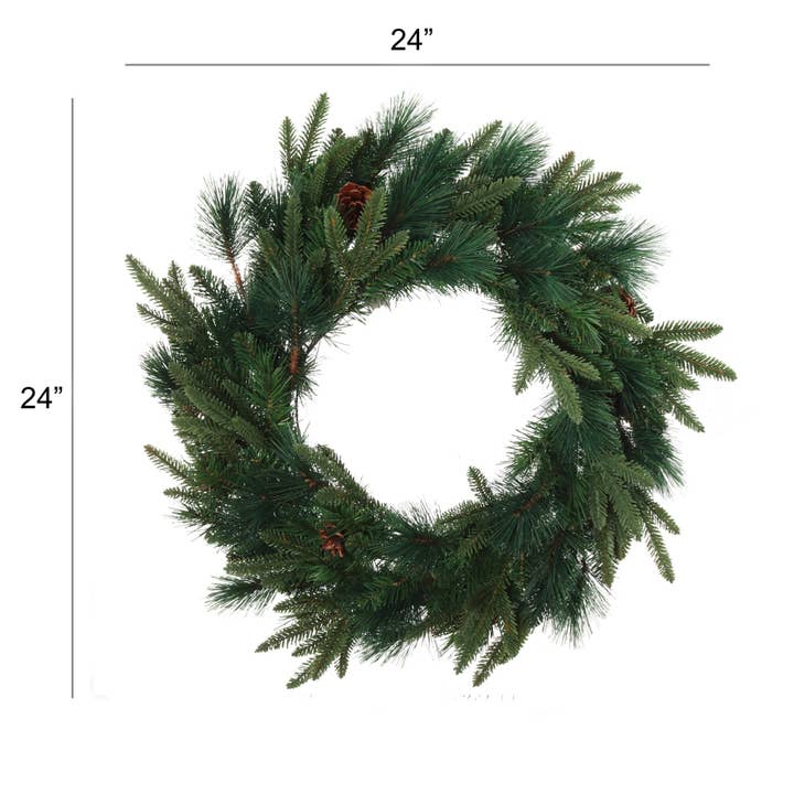 Larksilk - Wholesale Wreath - 24" Angel Pine Christmas Wreath With 6 Realistic Pine Cones2