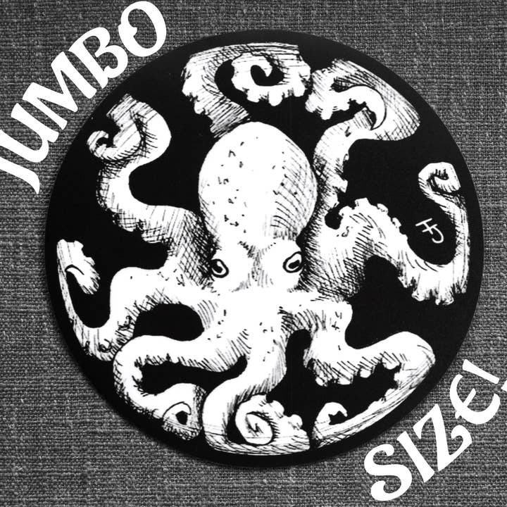 "Entrapped White Octopus" JUMBO 6" Vinyl Sticker for wholesale by FJ Creations