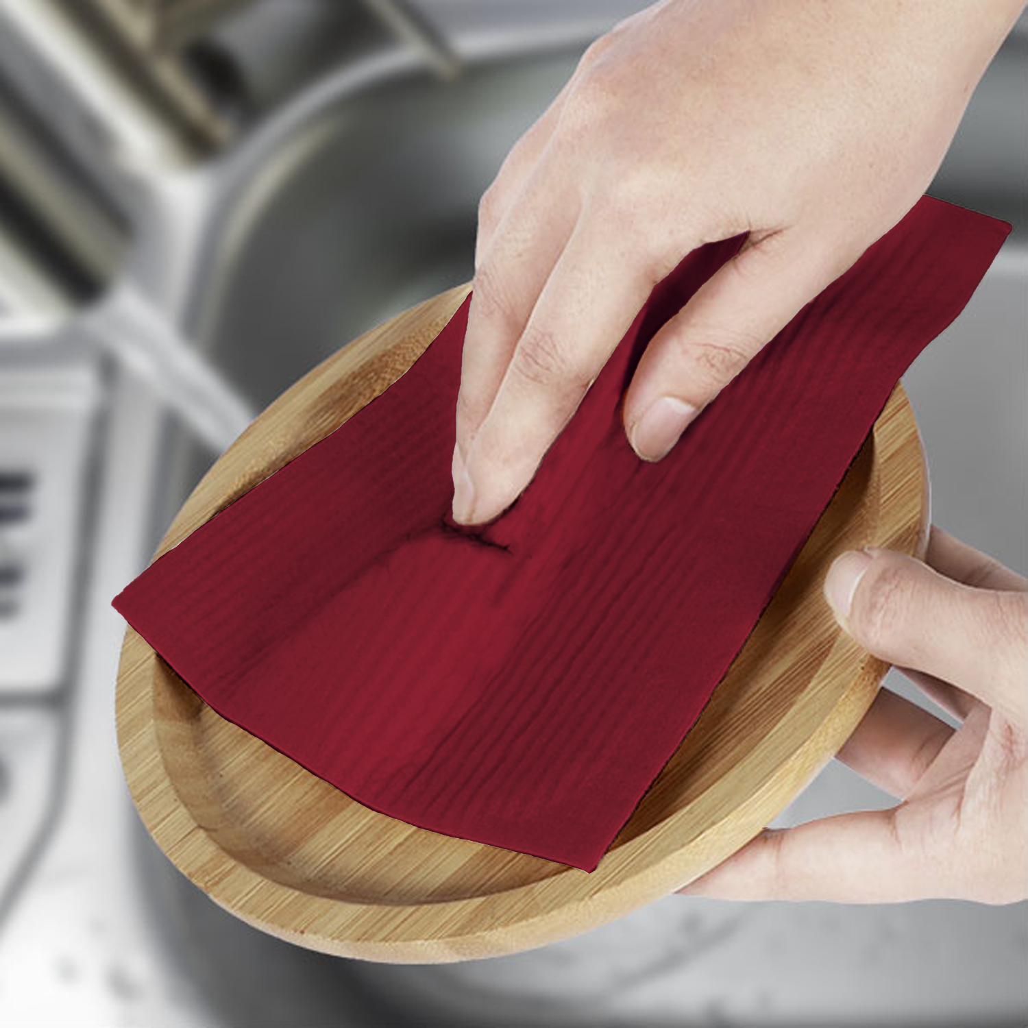 Wet-it! – Engroshandel Køkkenhåndklæde – Pantone 201 Mørkerød / 2 pk svenske klude1