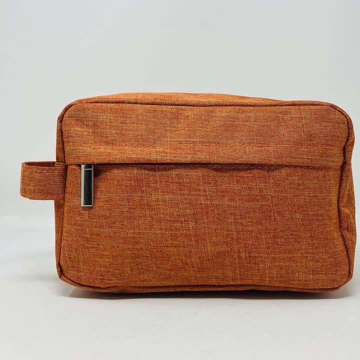 YOUZEY - Wholesale Toiletry Bag - Men's - Men's Orange Dopp Bag with outside zipper compartment