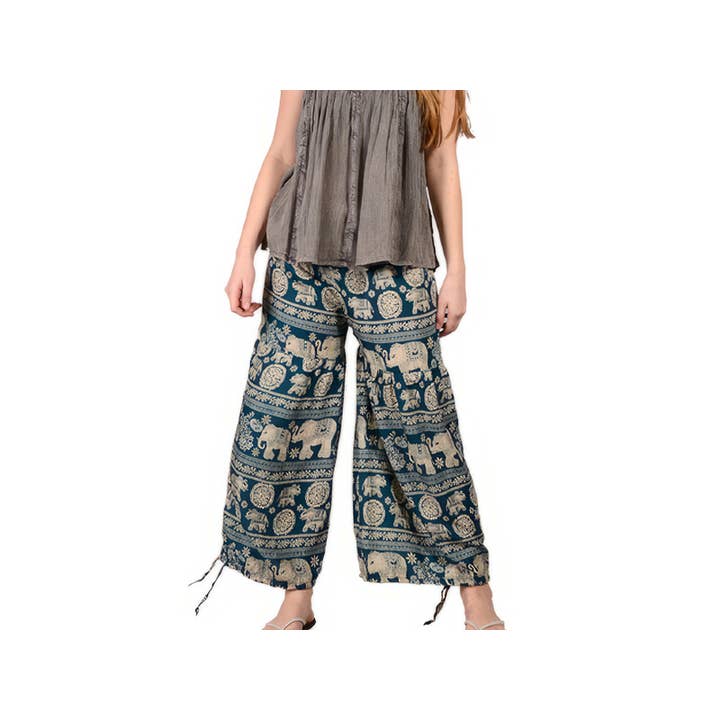 Elephant Print Rayon 2-Way Palazzo / Harem Pants for wholesale by Gypsy Rose