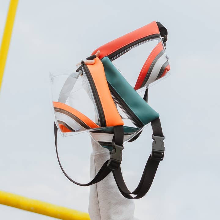 Custom Football Stadium Bag Clear Stripe Game Day Fanny Pack for wholesale by Anne Cate