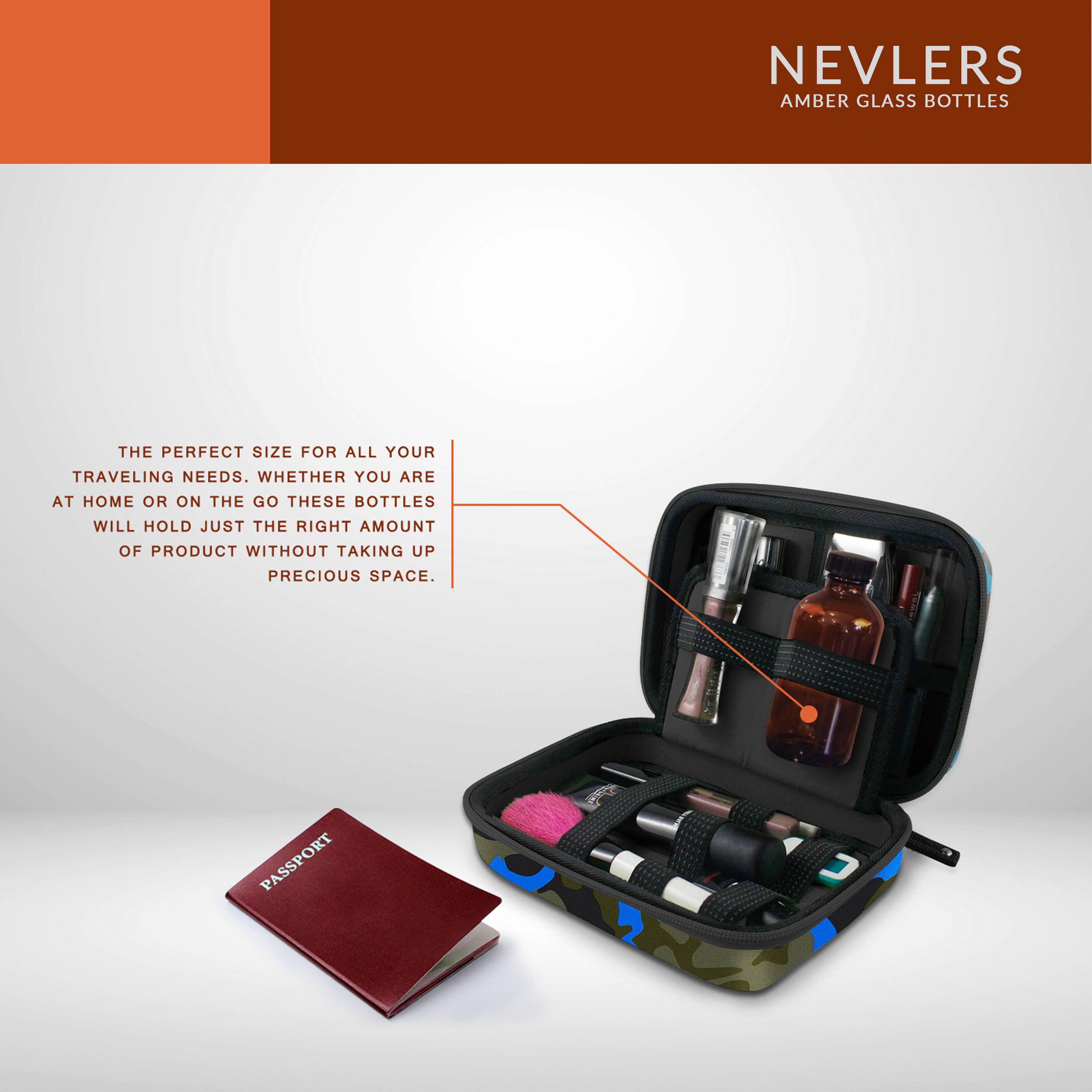 Nevlers - Wholesale Jar - Amber Glass Leak Proof Bottles with Twist Caps - 8oz (18pk)9