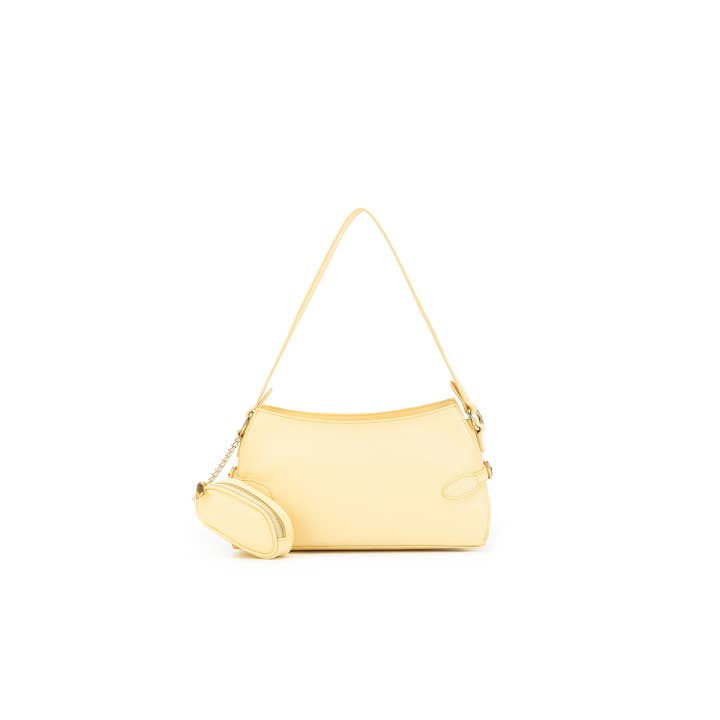Messina Yellow Chiffon East West Shoulder Bag for wholesale by BLACK CAVIAR DESIGNS