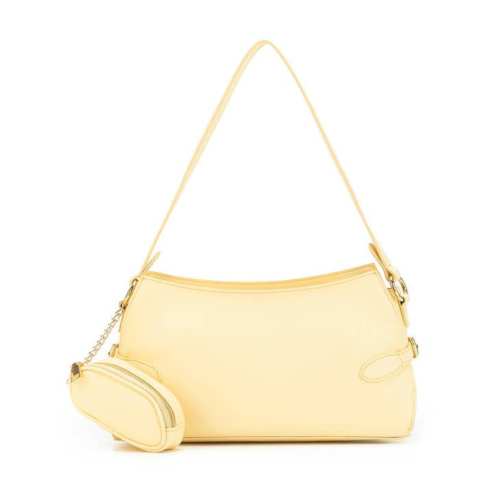 Messina Yellow Chiffon East West Shoulder Bag for wholesale by BLACK CAVIAR DESIGNS