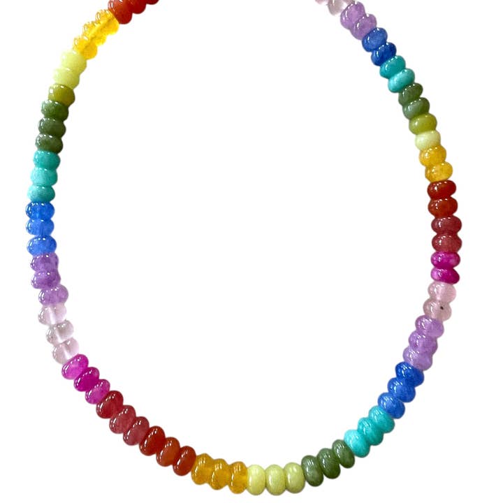 Sonya Renee Jewelry - Wholesale Beaded/Pearl Necklace - Lilly Gemstone Bead Necklace multi-color 8mm opals jade
