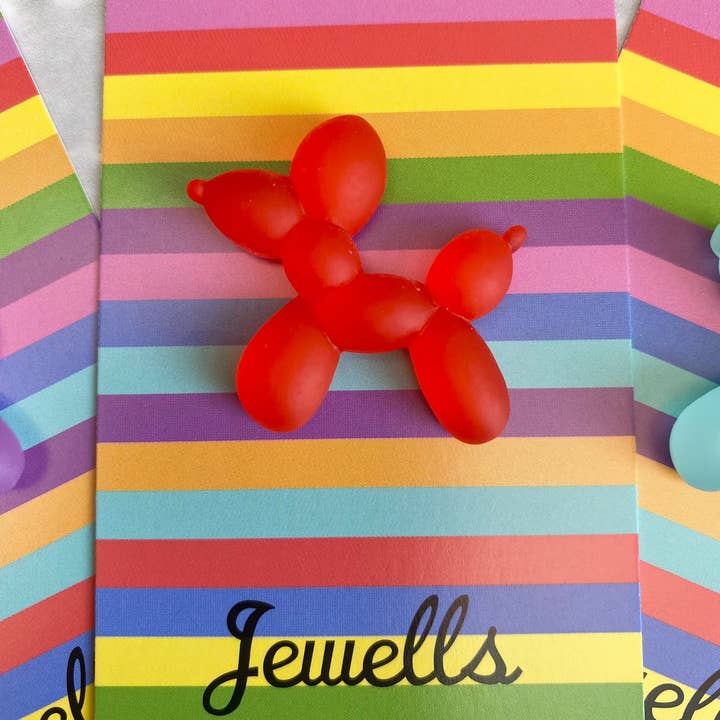 Balloon Dog resin brooch red yellow blue pink purple green for wholesale by Jewells