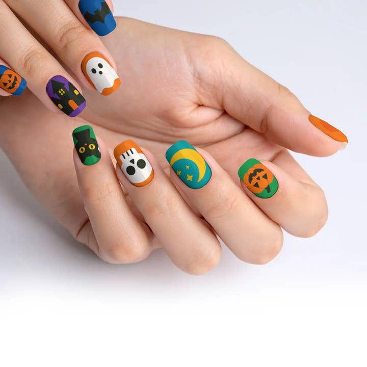 Spooky Spectrum Halloween Multicolor Press-On Nails for wholesale by FYNE BODY