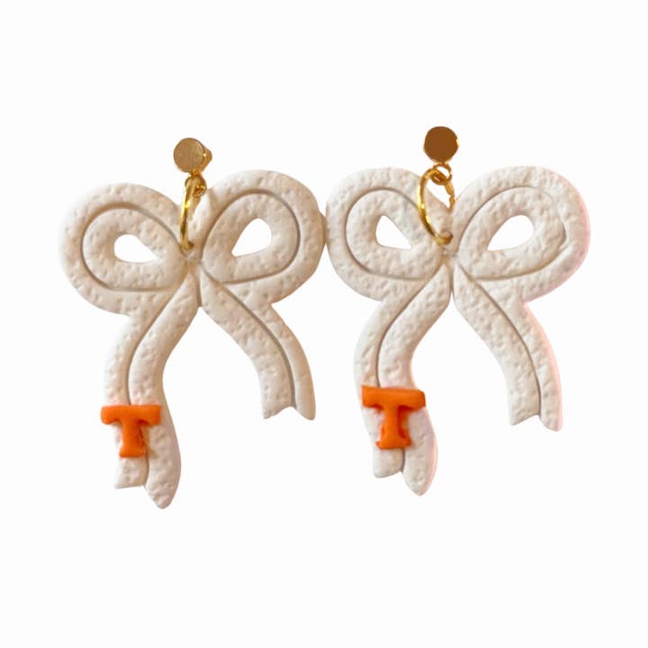 White and Orange Bow Jewelry | Gifts, Tennessee, Vols for wholesale by Sweet Tree