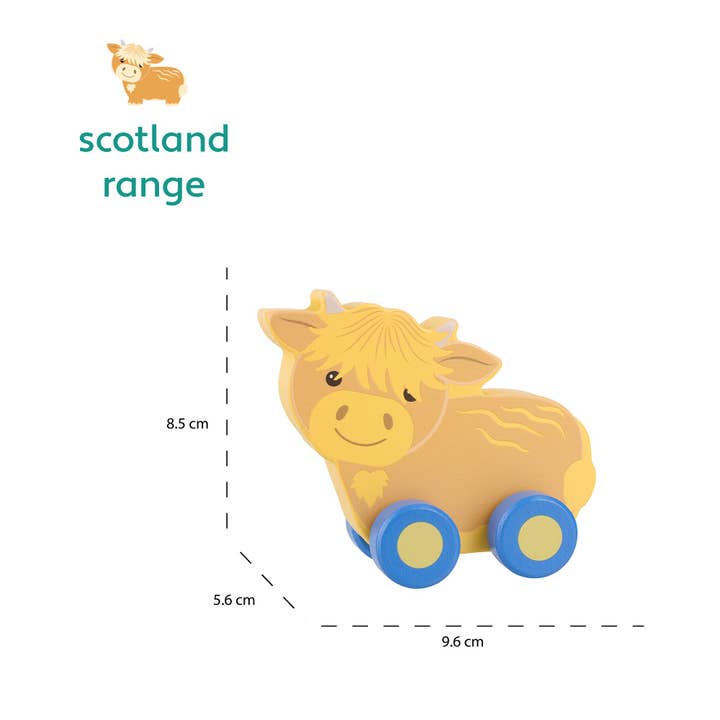 Orange Tree Toys - Wholesale Wood Toy - Kids - Highland Cow Wooden First Push Toy