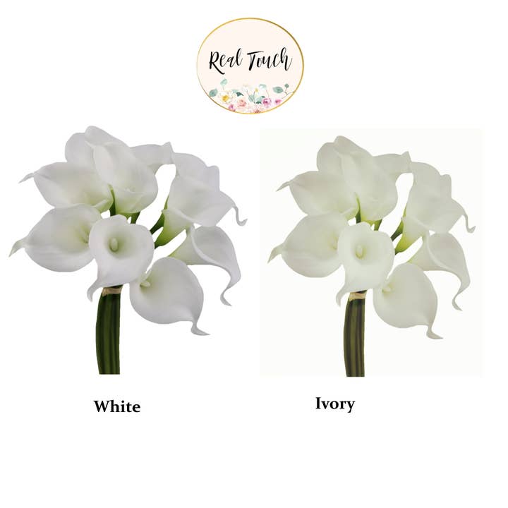 14" -Pack of 10 Real touch calla lilies Cream Ivory White for wholesale by Angel Isabella