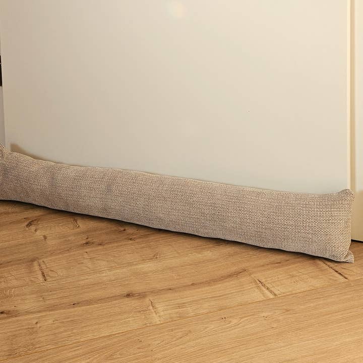 Meinposten - Vendita all'ingrosso Decorazione per porta - Paraspifferi guarnizione porta fermavento porte e finestre tessuto grigio crema beige 90 cm1
