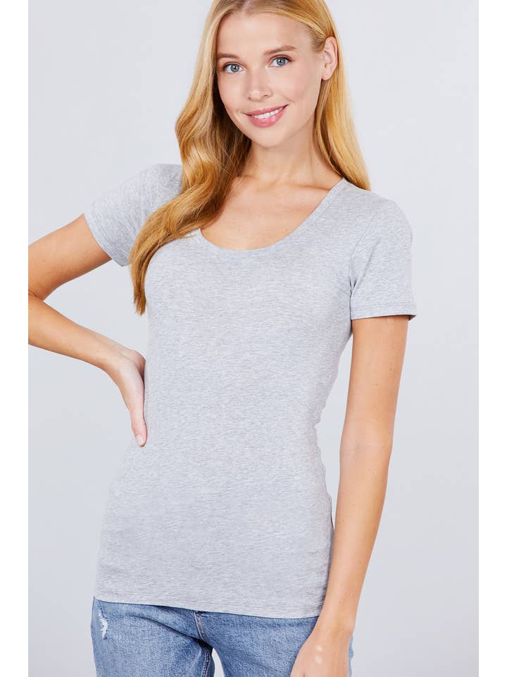 42POPS - Wholesale T-Shirt - Women's - ...SI-149 Fitted Basic Scoop Neck Tee10