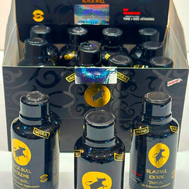 Herbal Honey – Großhandel Nahrungsergänzungsmittel/Vitamin zum Einnehmen – Black Bull Ext. für Herren LIQUID SHOT für ihn, Packung mit 12 Shots1