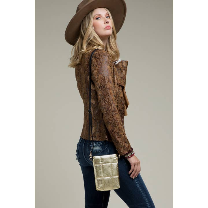 Gold Insulated Metallic Bubble Cross Body Bag for wholesale on Faire3