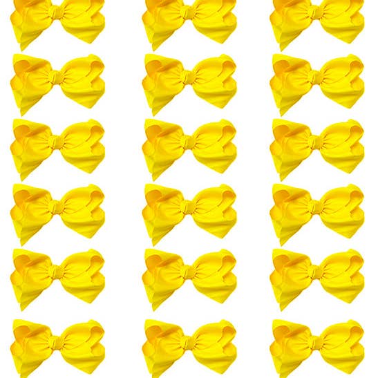 Kids Charm Online - Wholesale Hair Bow - Kids - YELLOW 4IN WIDE BOWS 24PCS/$7.50 BW-645-4