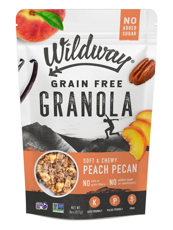 Grain free Granola: Peach Pecan, 8oz for wholesale by Wildway