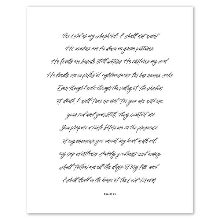 Psalm 23 Simple Art Print for wholesale by Selah Paper