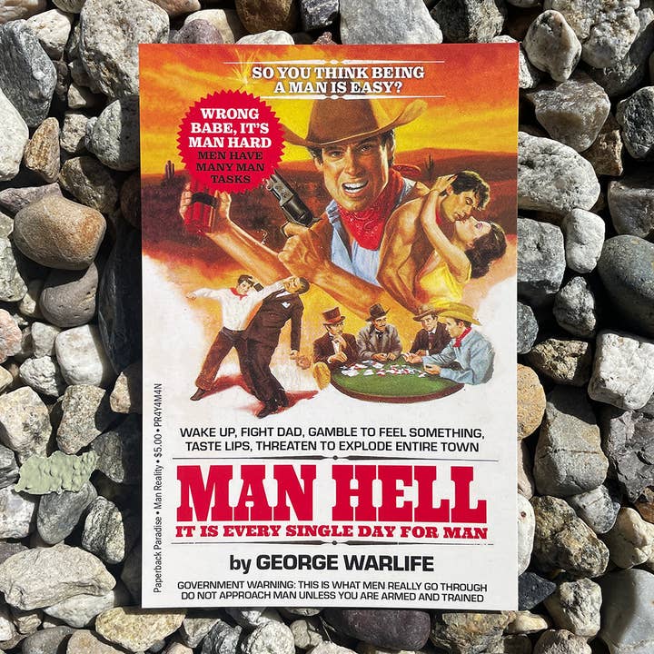 Man Hell Postcard for wholesale by Paperback Paradise