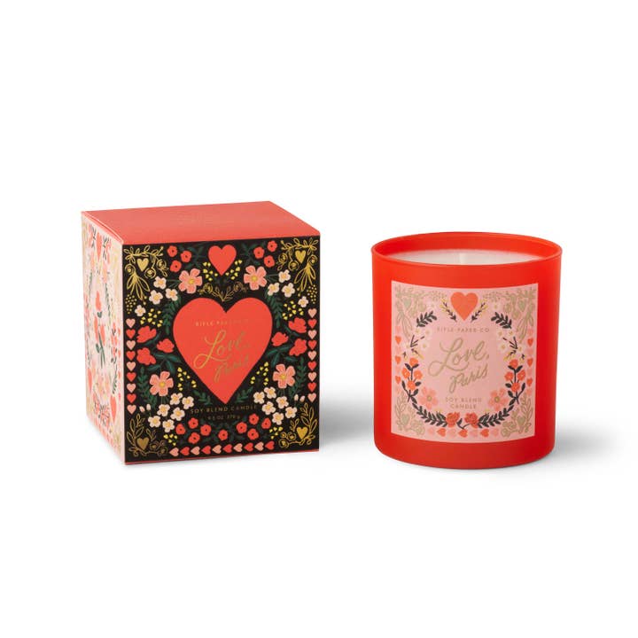 Rifle Paper Co. - Wholesale Jar/Filled Candle - Love, Paris Valentine's Day 9 oz Glass Candle