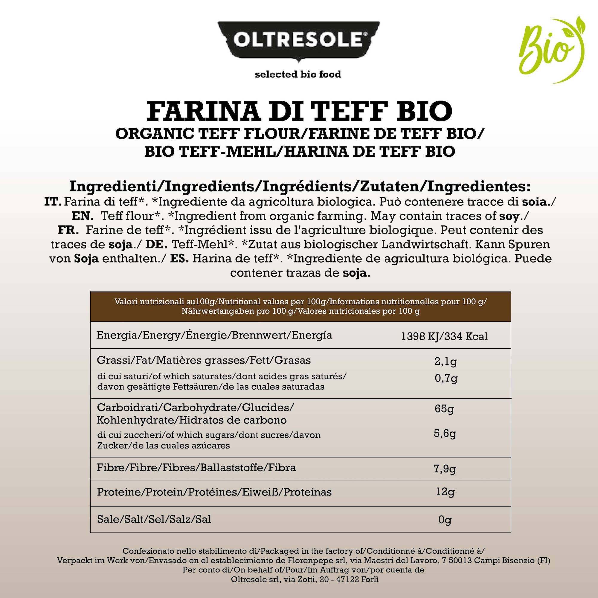 Oltresole – Engroshandel Glutenfrit mel – ØKOLOGISK TEFFMEL 1 kg5