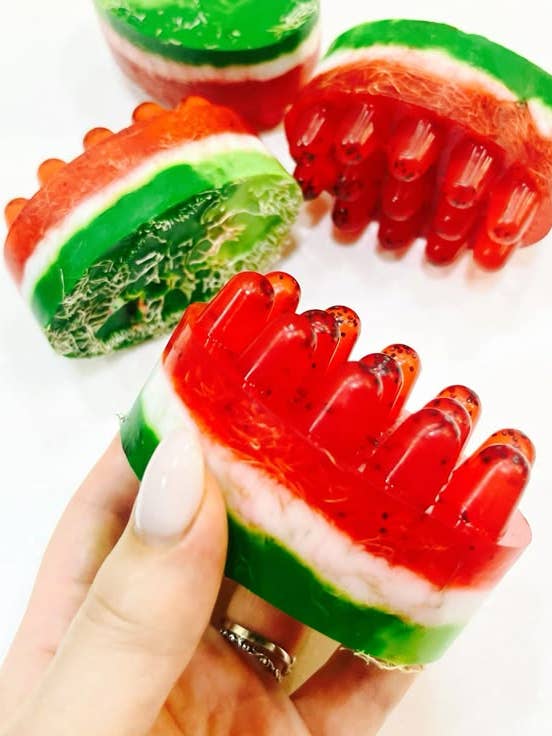 Watermelon Massage Soap with Watermelon and goats milk for wholesale by Gemini Sun store