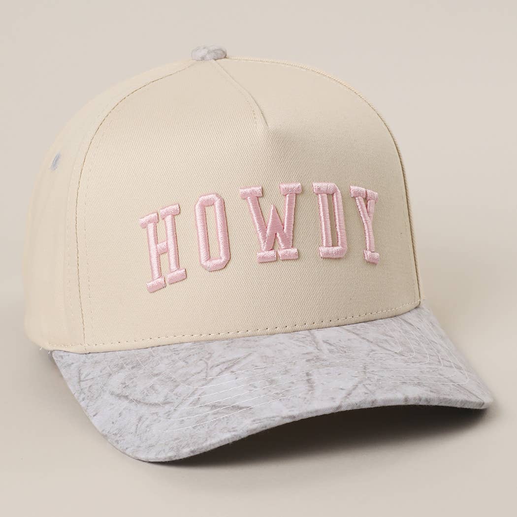 HOWDY Embroidered Two-Tone WHITE CAMO Trucker Hat for wholesale on Faire4