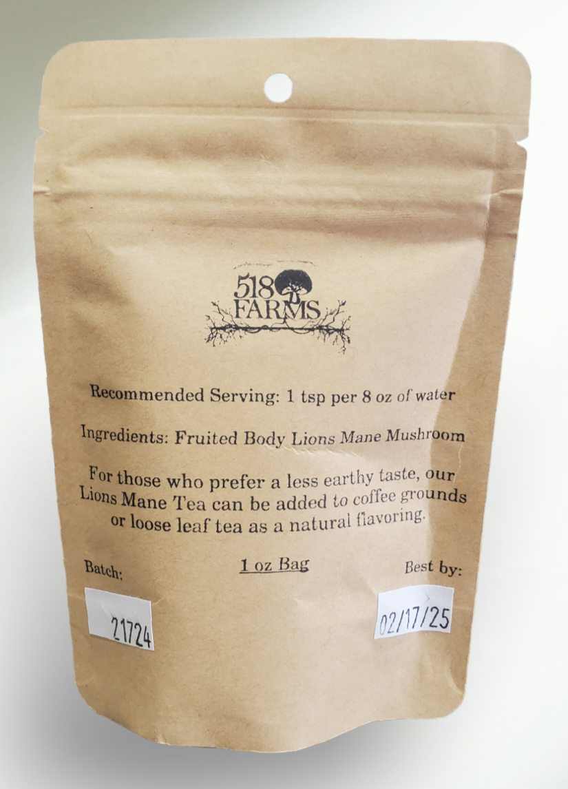 518 Farms – wholesale Health/detox tea – Lions Mane Mushroom Tea1