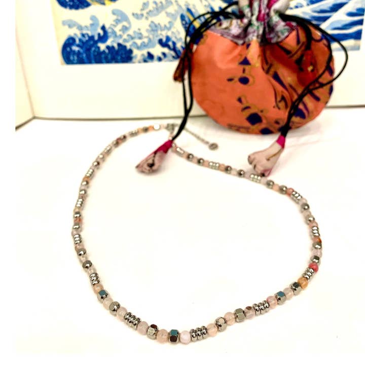 Atisha Spiritual Shop - Venta al por mayor Collares de cuentas/perlas - COLLAR SHAMADI ~ de piedra dura natural, granos y anillos de acero inoxidable6