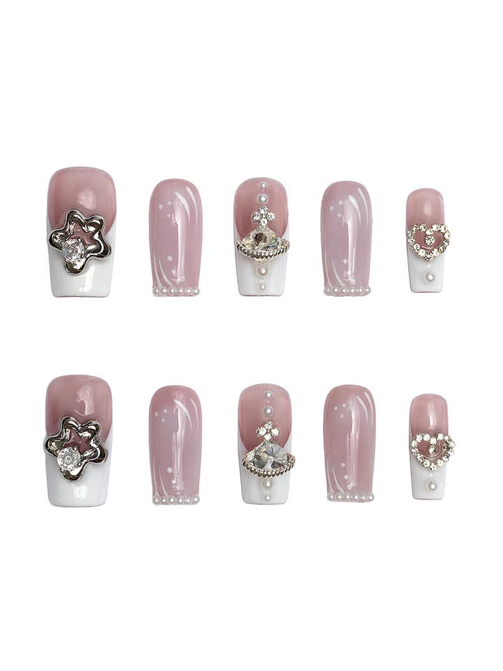 Julia Pink Charm Nails for wholesale by Claws Instant Nails LLC