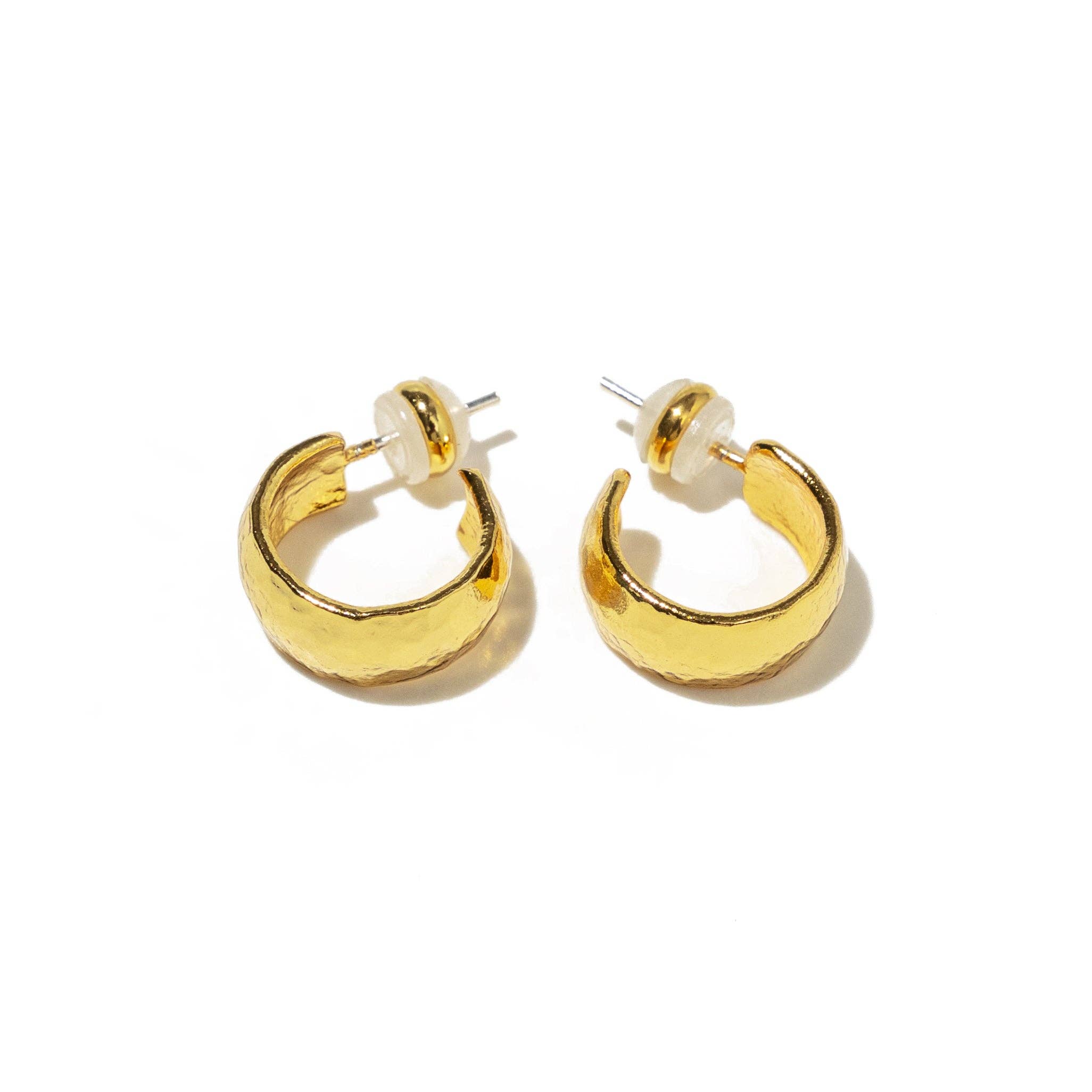 Brenda Grands Jewelry - Wholesale Hoop Earrings - 24K Gold Mini Hammered Hoops2