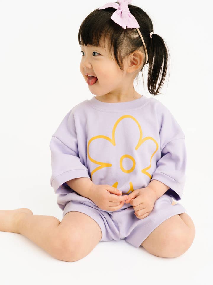 Lilac Flower Shorts Set for wholesale by Little One Shop