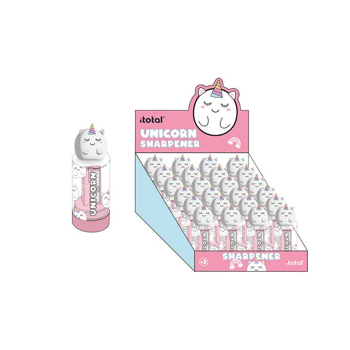 I-Total, I-Drink – wholesale Retailer display – Child & baby – Unicorn Pencil Sharpener - 24 Pcs Display