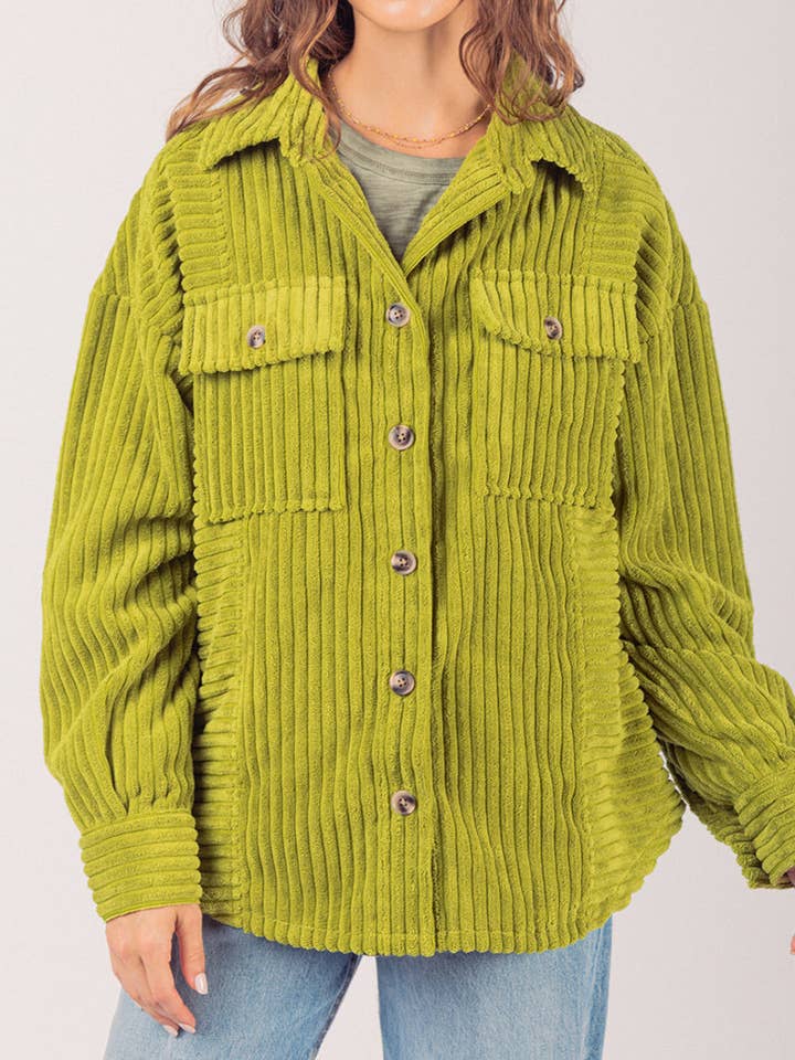 Button-Up Corduroy Overshirt for wholesale by THE WIZ