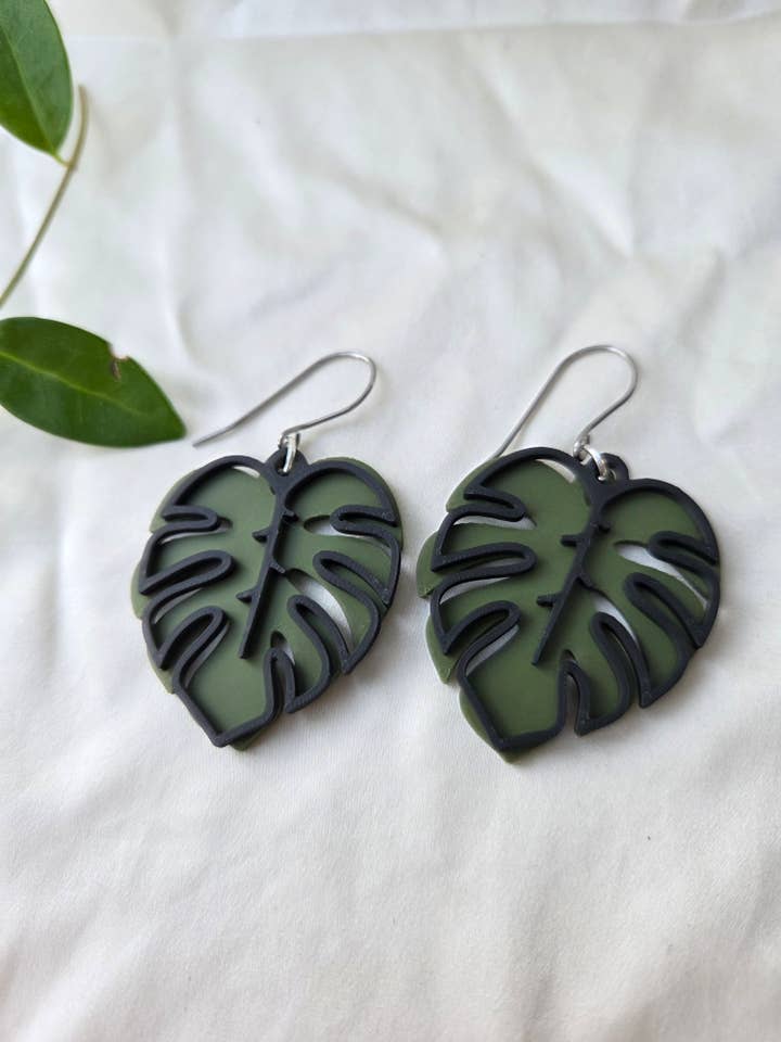 Monstera Leaf Earrings for wholesale by Let Life Fly