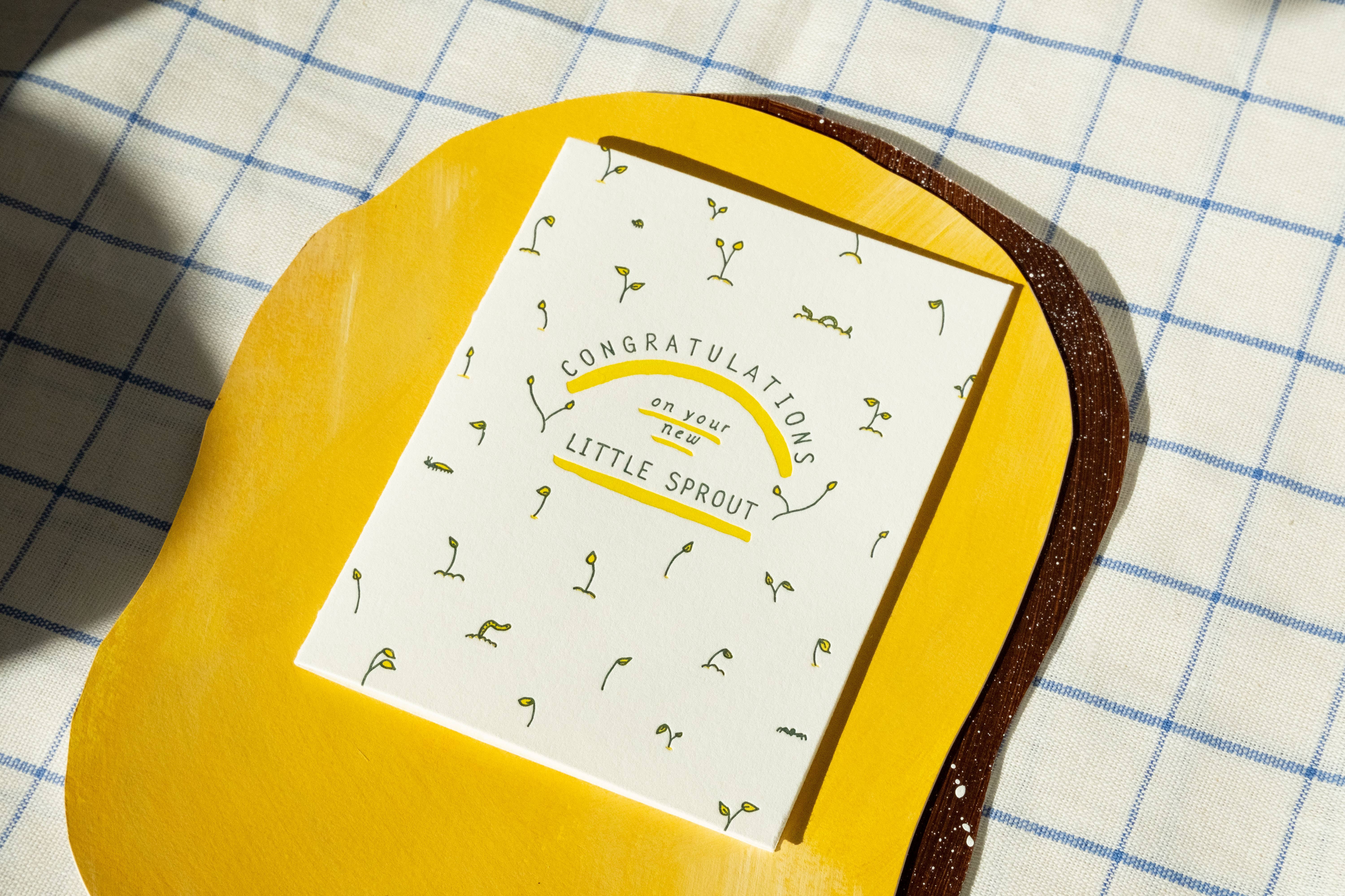 Homework Letterpress Studio – postal de bebé por atacado – Pequeno Rebento | Bebé Neutro | Cartão Tipográfico2