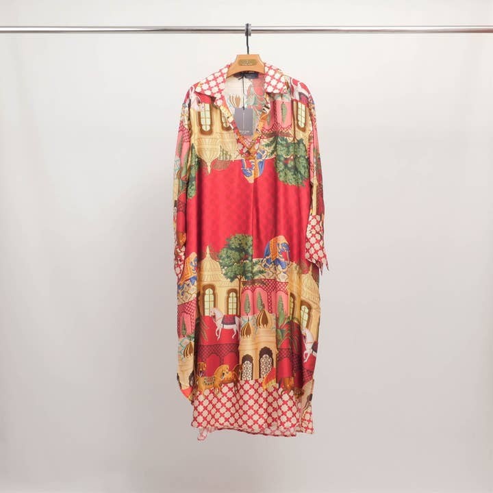 Cecile Wang - Wholesale Dress - Women's - Indian palace print fluid dress KD6120VS-252