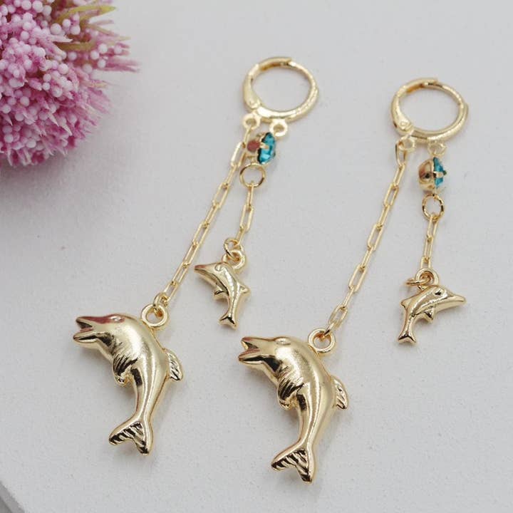 Dolphins Huggies Earrings for wholesale by Cherie by Cherie
