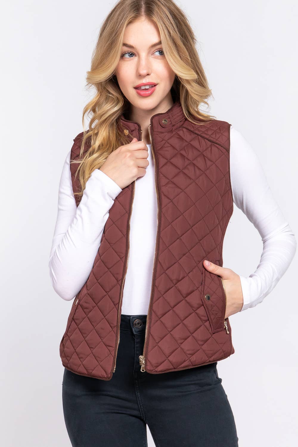 42POPS – Engroshandel Vest - Dame – ,_._ RUSKINDSPIPING QUILTET POLSTRET VEST6