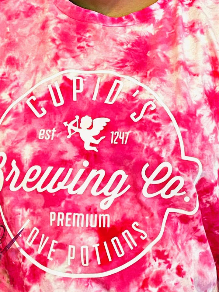 Cupid’s Brewing Tie Dye Shirt for wholesale by Kayd-designz