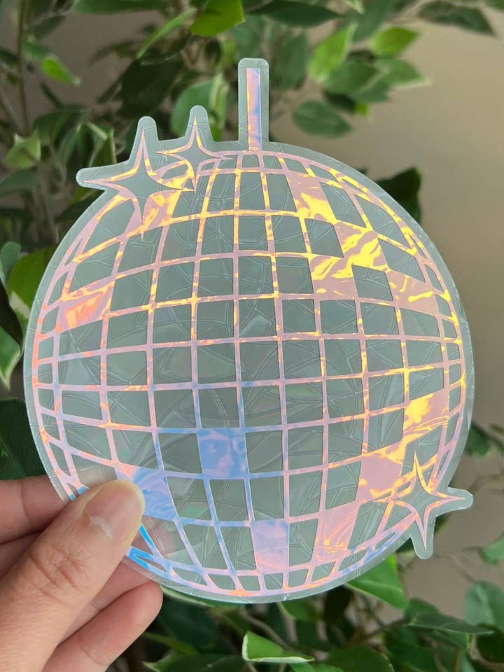 Disco Ball Rainbow Sun Catcher, Sticker, Disco Ball Sticker, Good Vibes, Rainbow Maker, Window Decal, Window Sticker, Fall Decor for wholesale by Thirty Three Prints