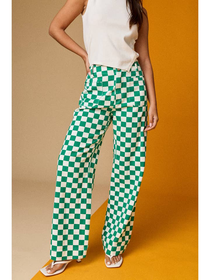 Papermoon - Wholesale Pants - Women's - PP16140-4 - Demi Checkered Bottoms w Elastic Band24
