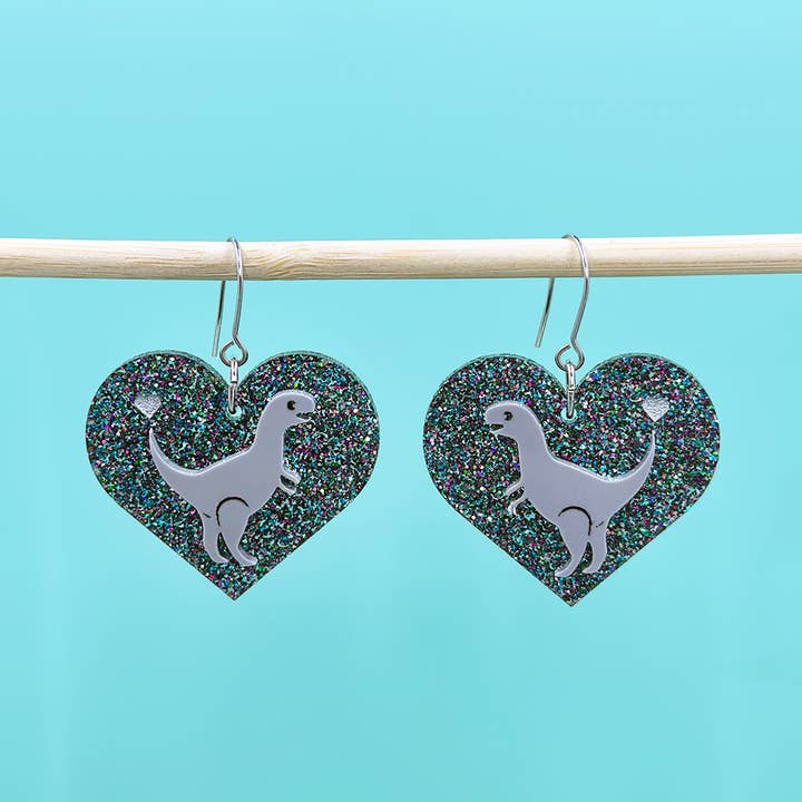 Dino Love - Paillettes Grises pour la vente par Art School Dropout