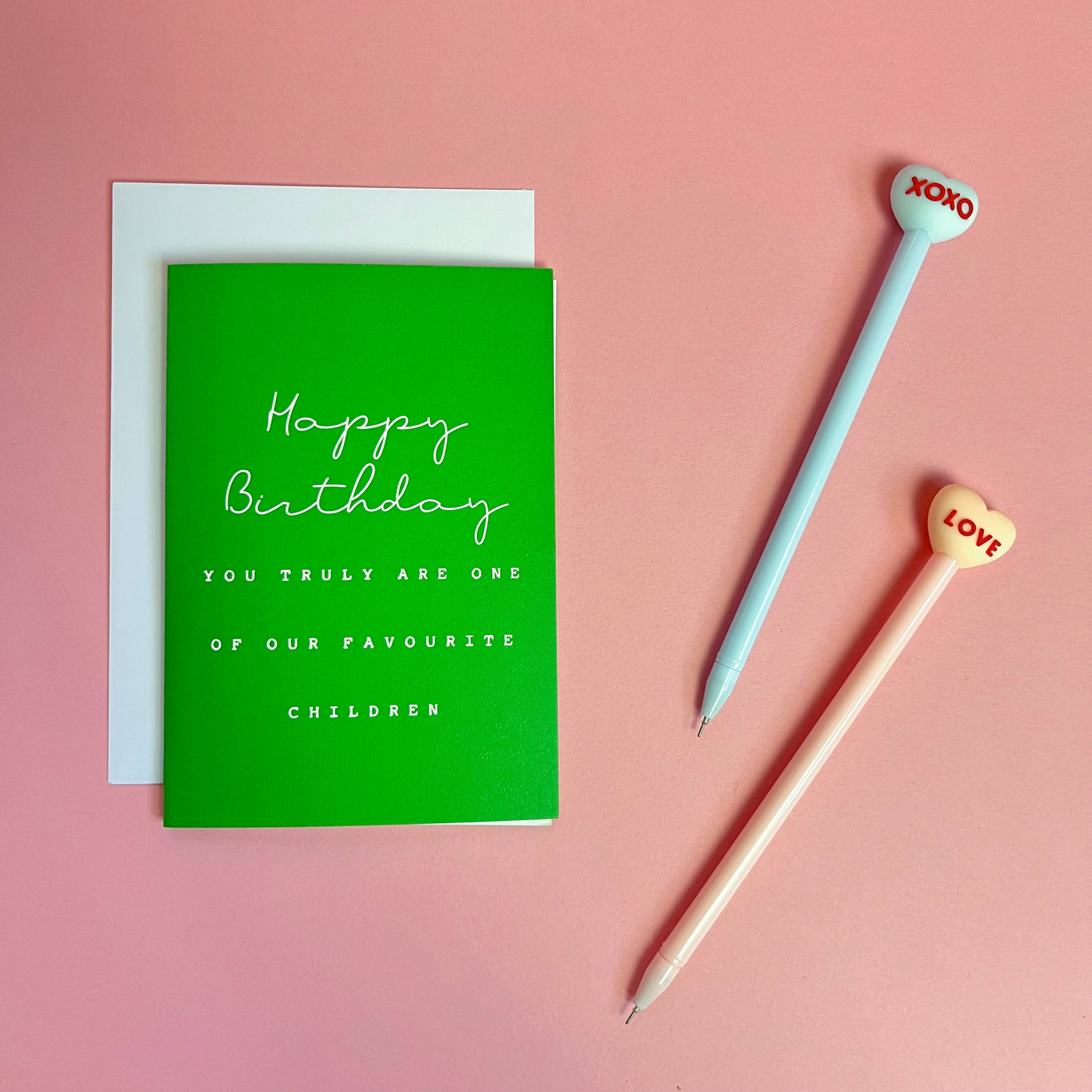 Heather Alstead Design Ltd – wholesale Birthday card – Funny Favourite Child - Birthday Wordy Card2