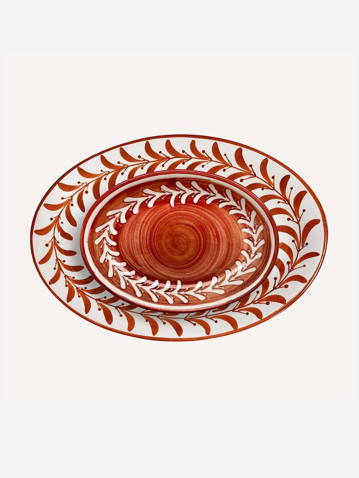 Helecho Serving Platter (set of two) - Rust Red for wholesale by CasaLatina