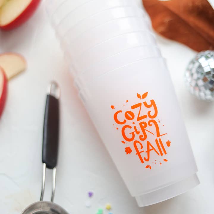 cozy girl fall frost flex reusable cup sets for wholesale by Stephanie Tara Stationery