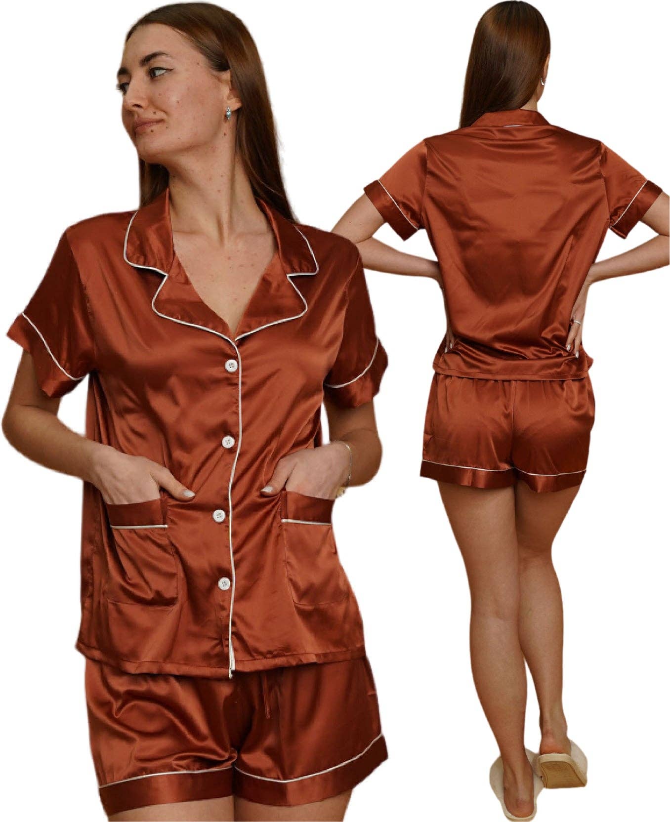 Taniri - Wholesale Sleepwear Set - Women's - ASHLEY SHORT MATTE SATIN PAJAMAS23