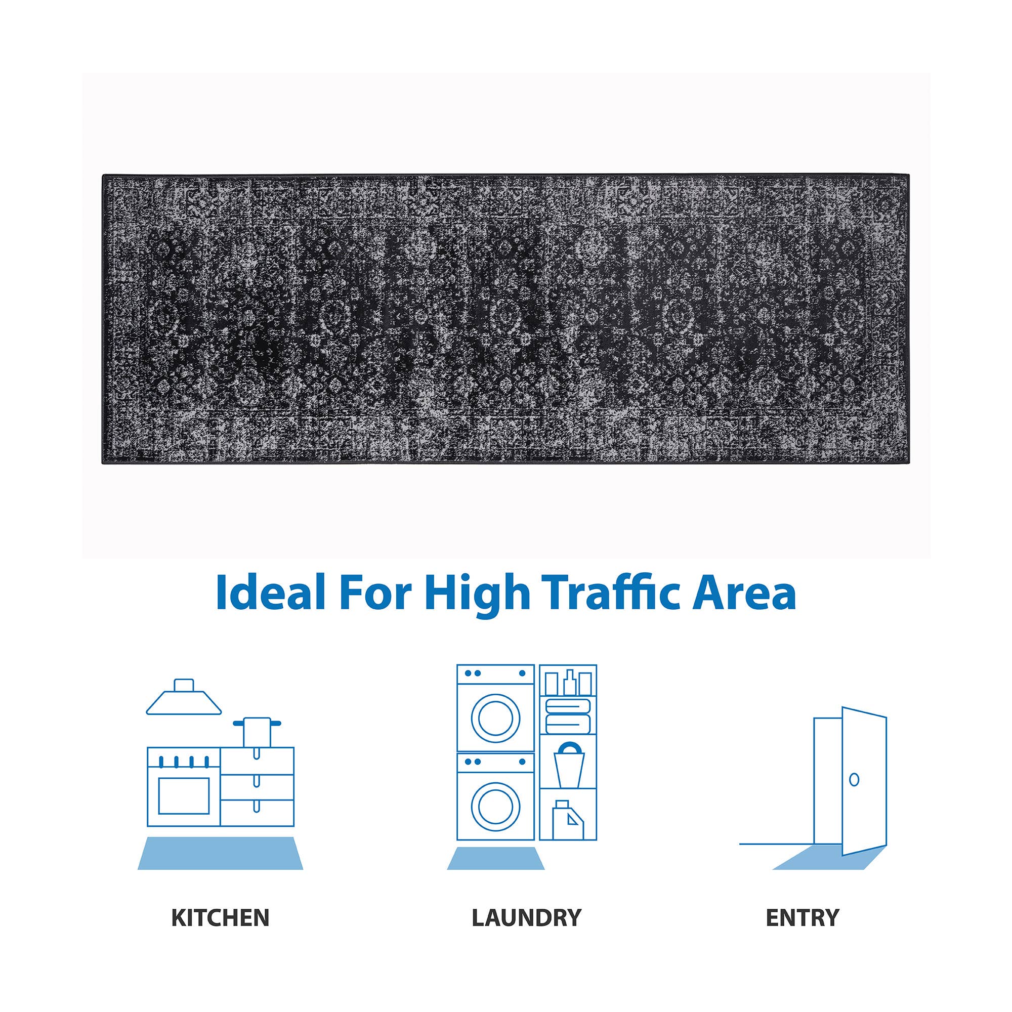 Olliix - Wholesale Area Rug - Distressed Vintage Persian Woven Area Rug/Runner, Black16